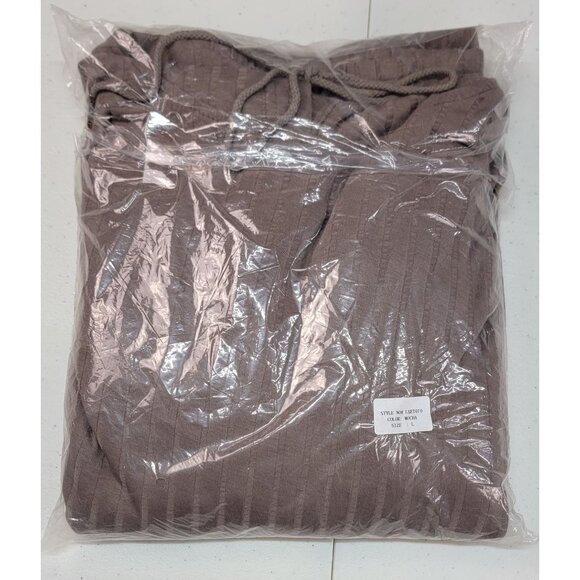 Listicle Hooded Lounge Pajama Set Mocha Draw String Straight Leg Womens Lg New - Picture 14 of 15